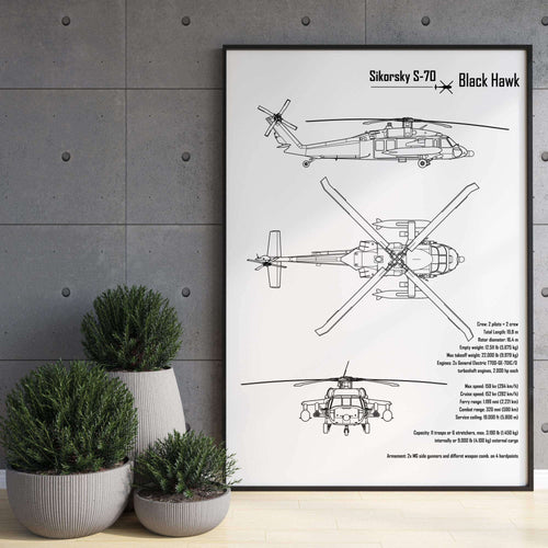 Sikorsky Black Hawk Blueprint Poster Beispielbild / example picture