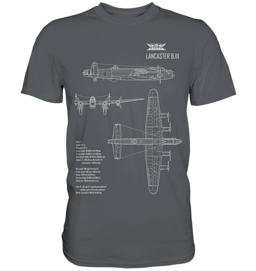 Lancaster Bomber Blueprint T Shirt dunkelgrau / dark grey