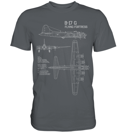 B17 Flying Fortress Blueprint T Shirt grau / grey
