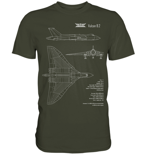 Avro Vulcan Bomber Blueprint T Shirt olivgrün / olive green
