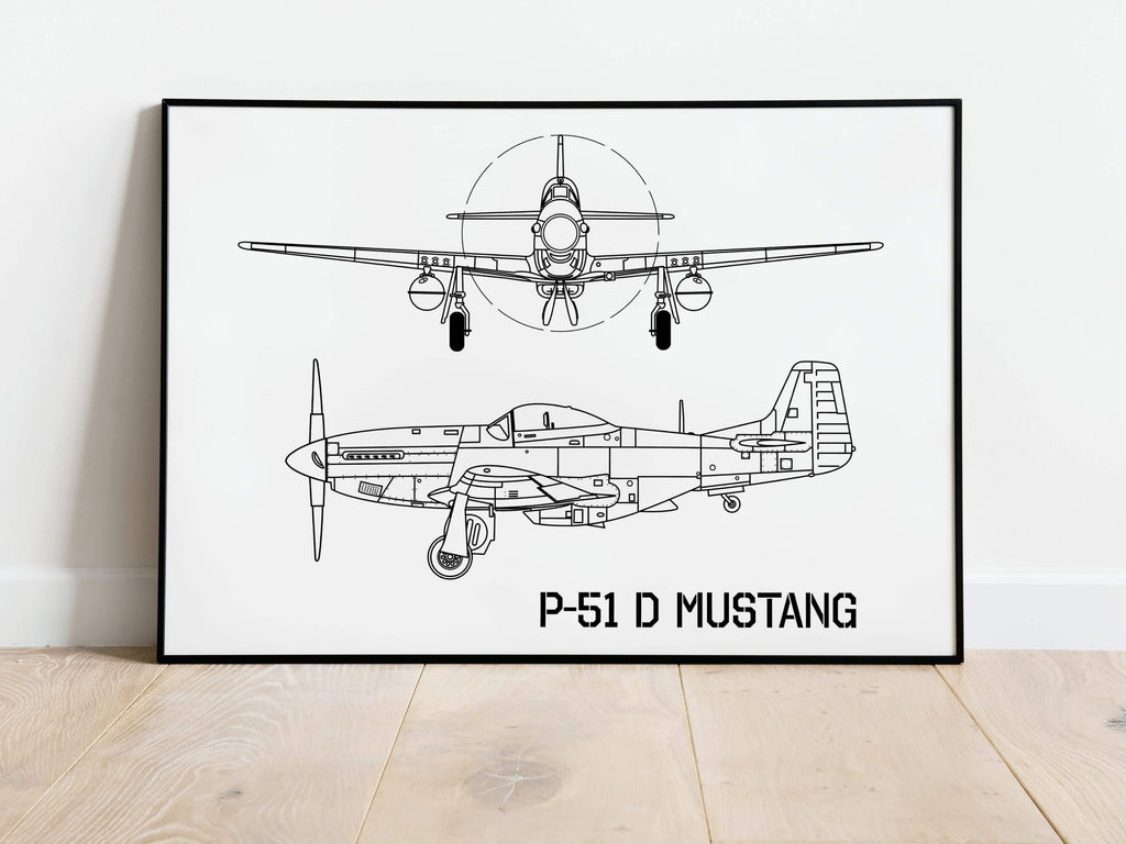 P-51 Mustang Blueprint Poster Beispielbild / example picture