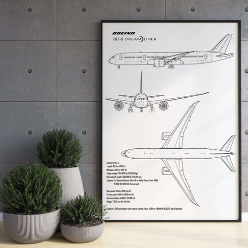 Boeing 787 Dreamliner Blueprint Poster Beispielbild / example picture