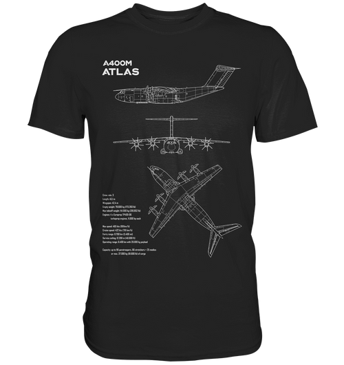 Airbus A400M Atlas Blueprint T Shirt schwarz/ black