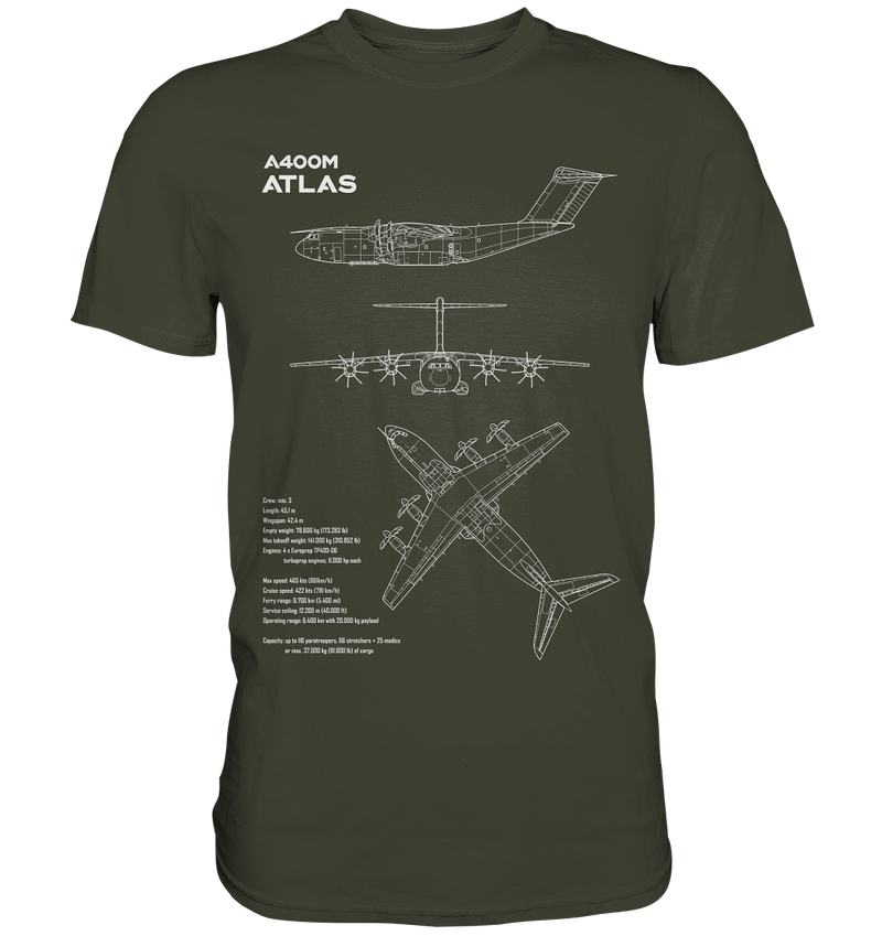 Airbus A400M Atlas Blueprint T Shirt olivgrün / olive green