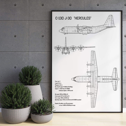 C130 Hercules Blueprint Poster Beispielbild / example picture