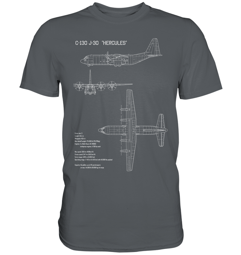 C-130 J Hercules Blueprint T Shirt grau / grey