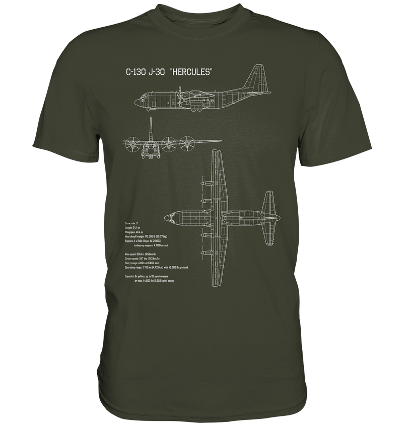 C-130 J Hercules Blueprint T Shirt olivgrün / olive green