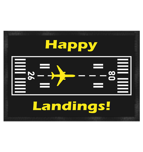 Happy Landings Runway Fußmatte weiß gelb / Doormatt white yellow