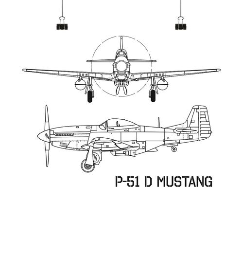 P-51 Mustang Blueprint Poster Design
