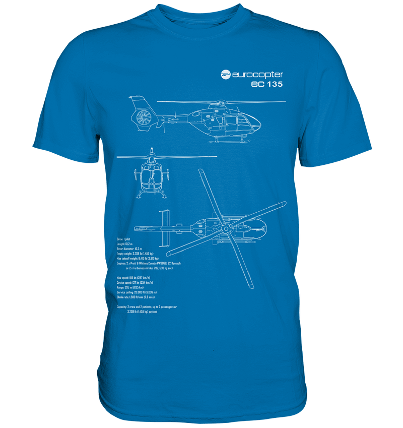 Eurocopter EC135 Blueprint T Shirt blau / blue
