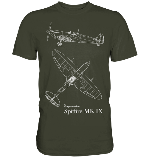 Spitfire MK IX Blueprint T Shirt olivgreen / olive green
