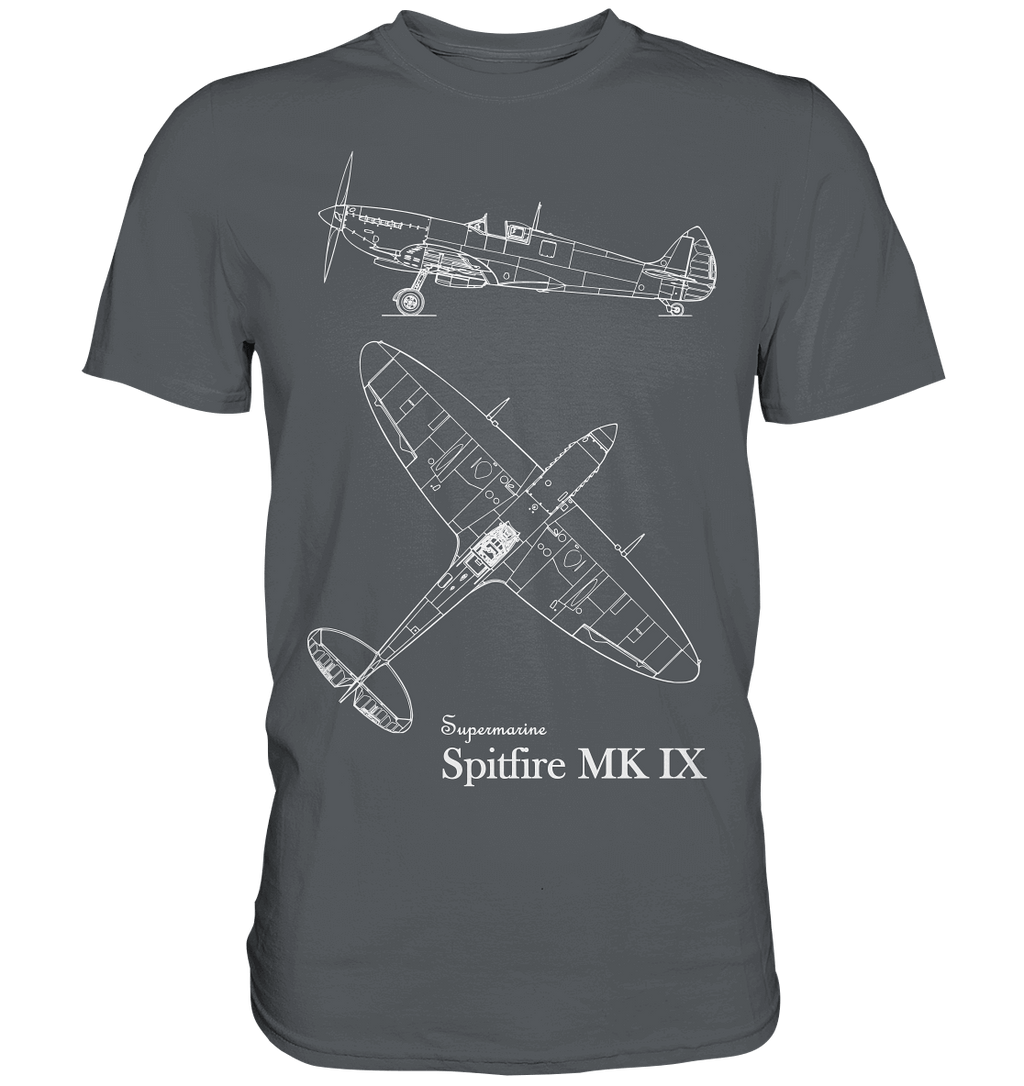 Spitfire MK IX Blueprint T Shirt grau / grey