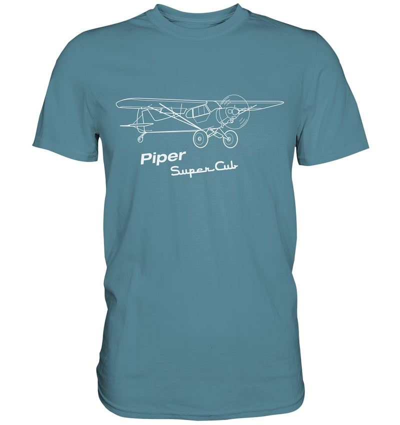 Piper Super Cub Lineart T Shirt graublau / grey blue