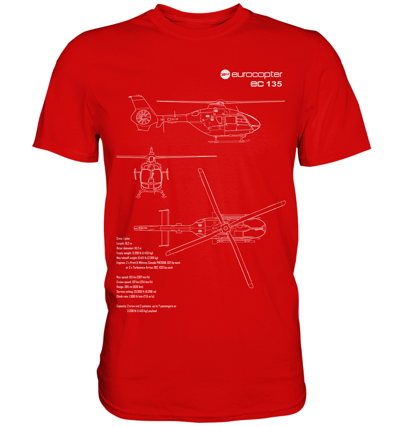 Eurocopter EC135 Blueprint T Shirt rot / red