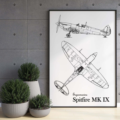 Supermarine Spitfire Blueprint Poster Beispielbild / example picture